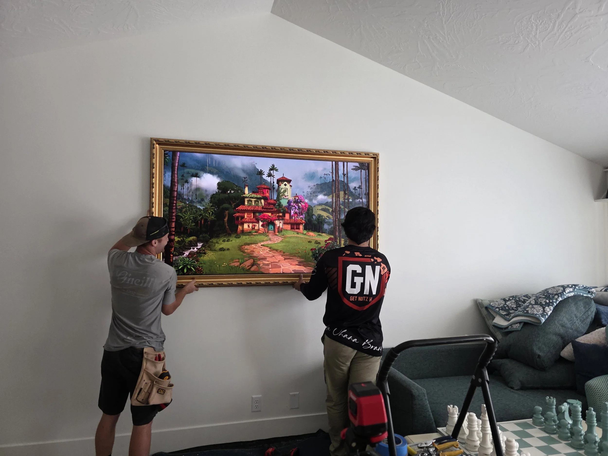 TV mounted above a fireplace